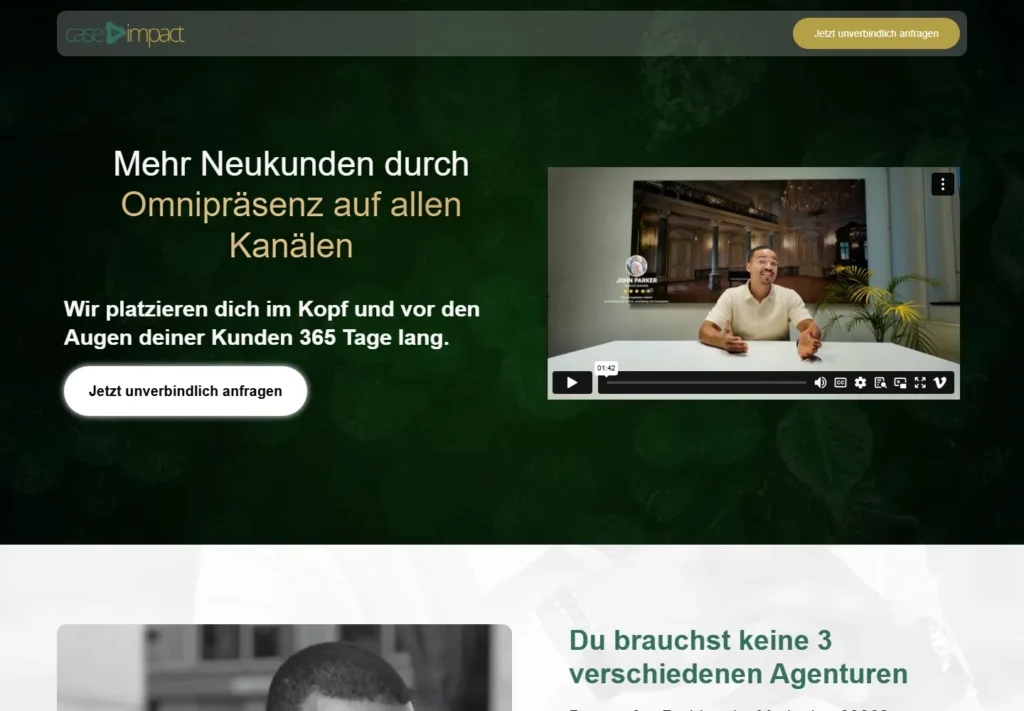 Website screenshot promoting services for acquiring new customers.