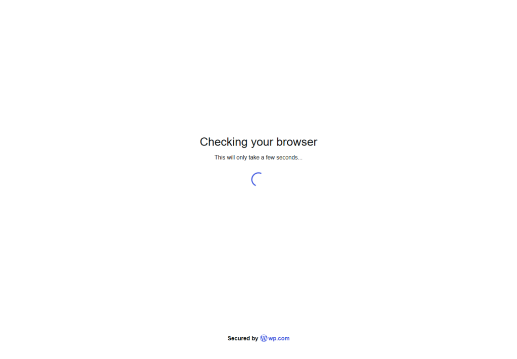Browser verification screen with loading indicator and message.